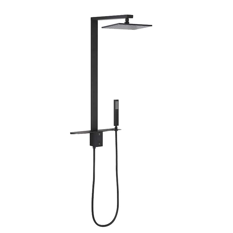 36"H Stainless Steel Exposed Rain Shower System With Handheld Shower (Valve Not Included) - Matte Black