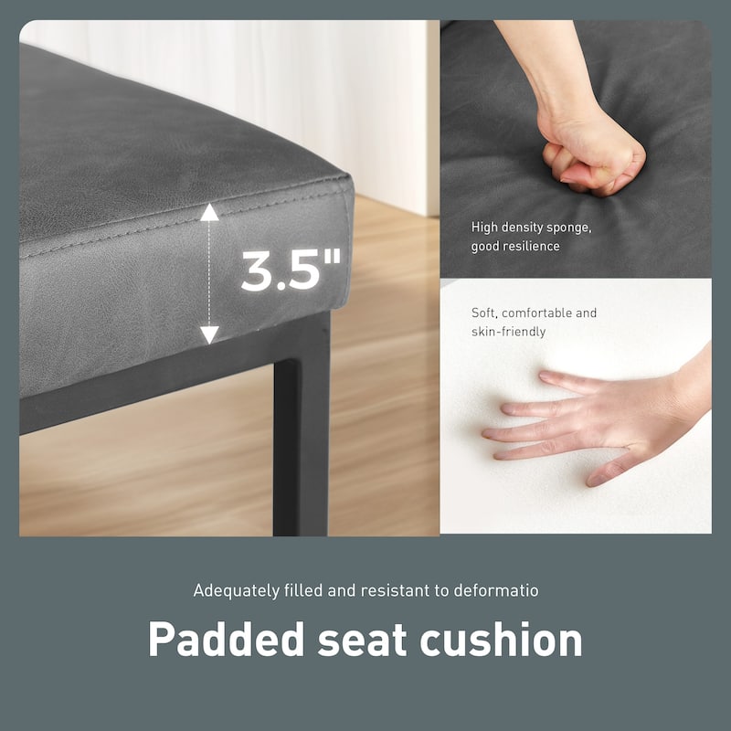 Modern Square PU Leather Bar Stool with Metal Frame