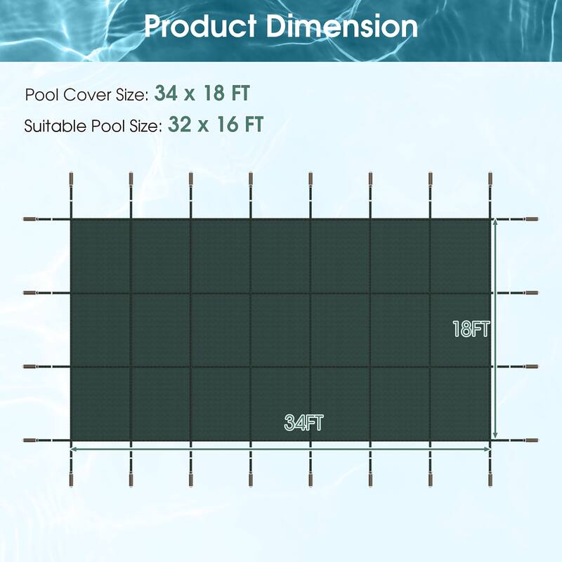 Gymax Winter Swimming Leaf Pool Cover Safety Pool Cover for 32 x 16 FT