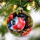preview thumbnail 6 of 4, Collectible 3.9" Hand-Painted Premium Glass Ornament – Bullfinch on Rowan Tree