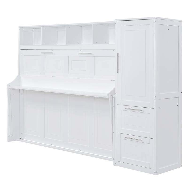Queen Size Smart Murphy Bed with Integrated Wardrobe & Storage - Fully Customizable Space-Saving Wall Bed System