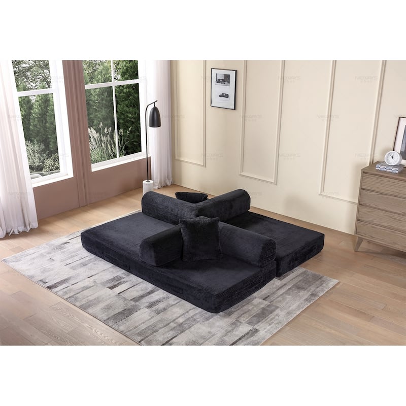 Twilight 2 - Piece Convertible Sleeper Sofa Bed, Corduroy Folding Mattress Couch with Fixed-Shape Framefor Cozy Living Spaces