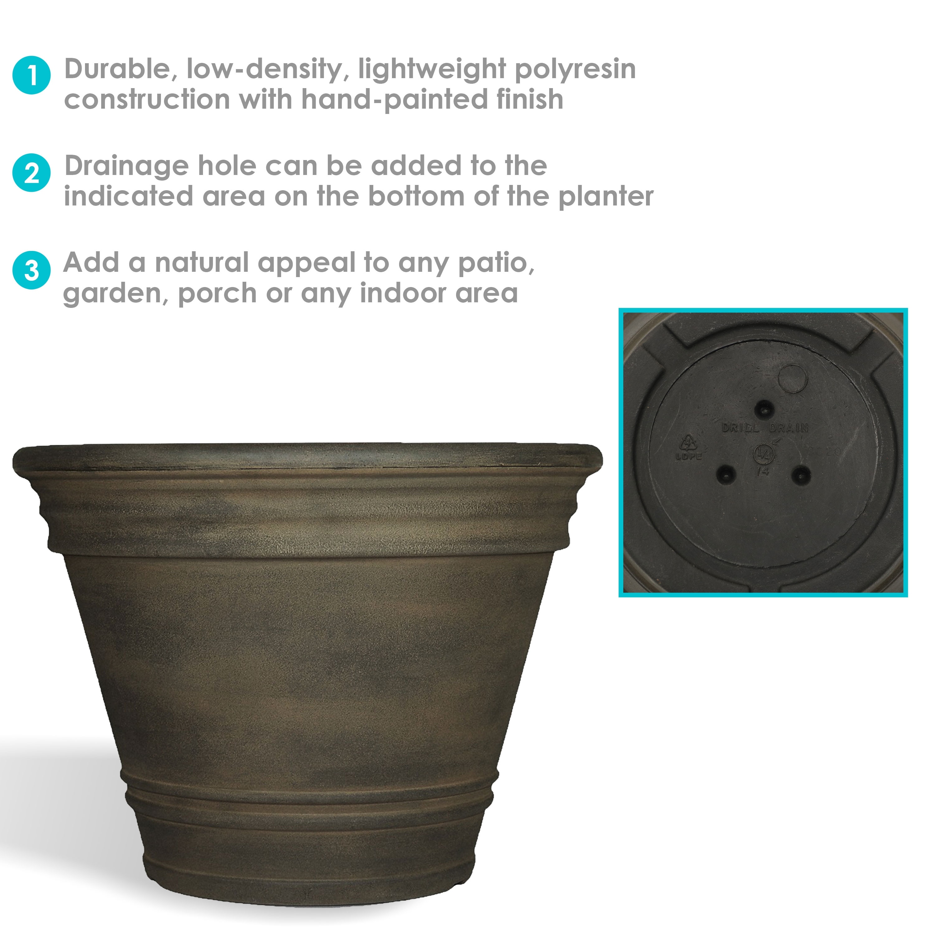 Sunnydaze Franklin Outdoor Flower Pot Planter - Sable Finish - 20-Inch -  2-Pack - 2 Planters - Bed Bath & Beyond - 23611621