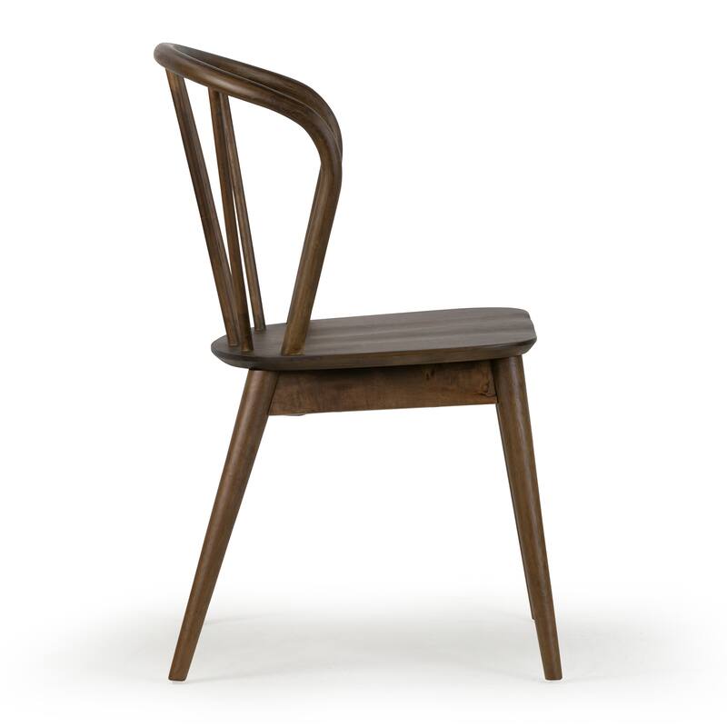 Set of 2 Azure Walnut Rubberwood Dining Chair with Windsor Back