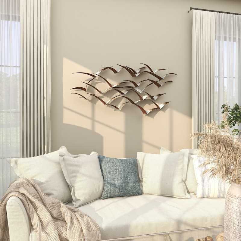 Metal Bird Sleek Flying Home Wall Decor - Gold, Black, Brown, Blue, Silver - Roche River Decor