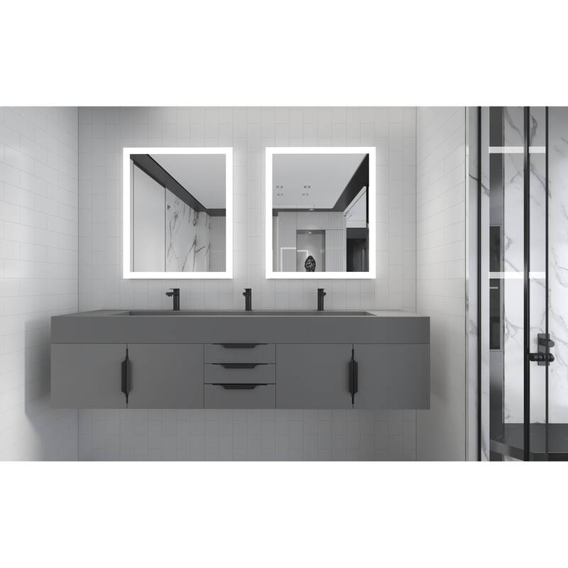 Nile 84" Wall Mounted Bathroom Vanity Set gr/ Gray Top