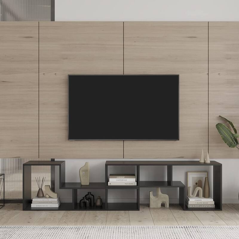 Mieres Modern Entertainment Center with Open Storage Shelves, TV Console Stand - n/a