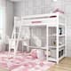 Max and Lily Twin High Loft Bed with Bookcase and Desk - White