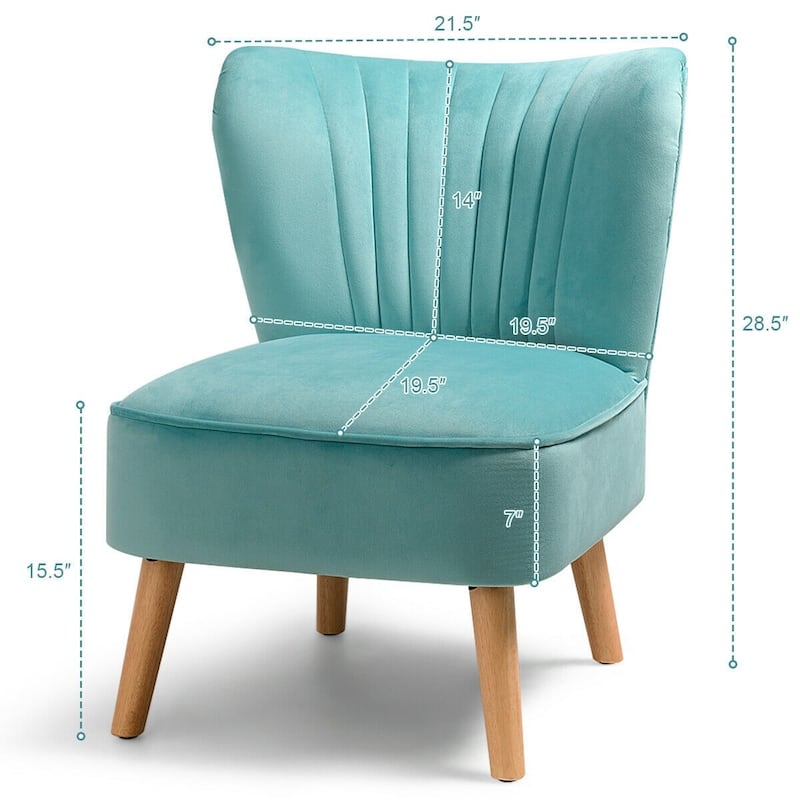 Armless Accent Chair Modern Velvet Leisure Chair - 21.5" x 27" x 28.5" (L x W x H)