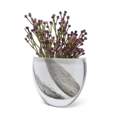 6" Glass Shallow Vase with Black Strokes