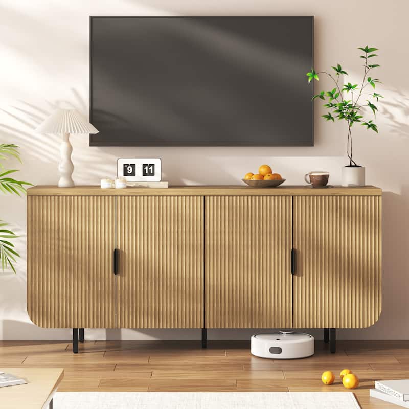 EROMMY Modern Sideboard Buffet Cabinet with Fluted Doors, 2-Door Storage Console Table for Kitchen, Dining Room & Living Room