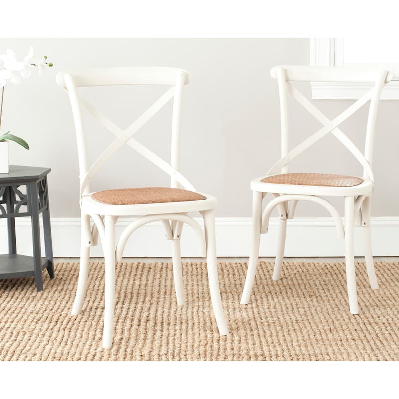 SAFAVIEH Zalya x-Back Antique White Dining Chair (Set of 2) - 20"Wx21"Dx35"H