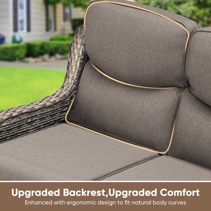 Pocassy Outdoor Fire Pit Sofa Swivel Chairs Conversation Set