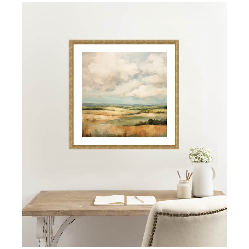 Kate and Laurel Framed Art Rolling Hills Abstract Landscape by The Creative Bunch Studio