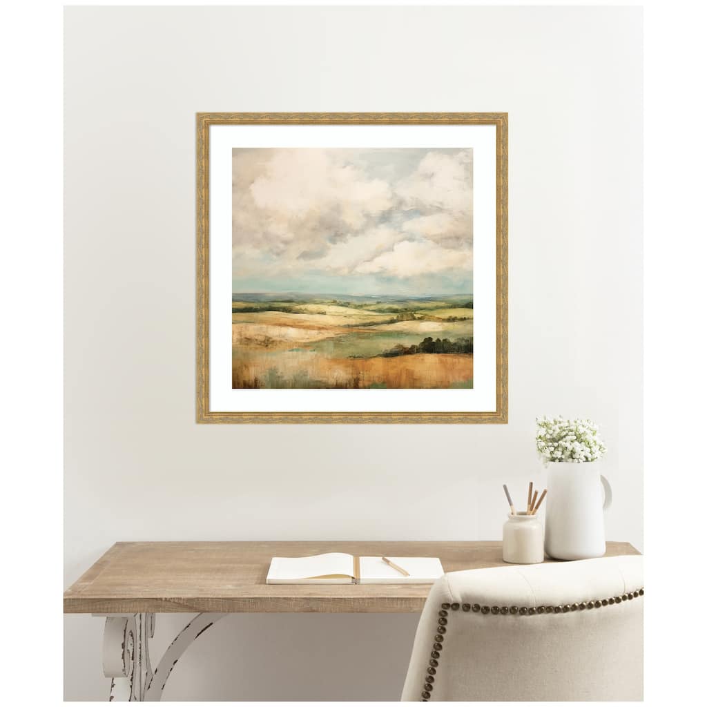 Kate and Laurel Framed Art Rolling Hills Abstract Landscape by The Creative Bunch Studio