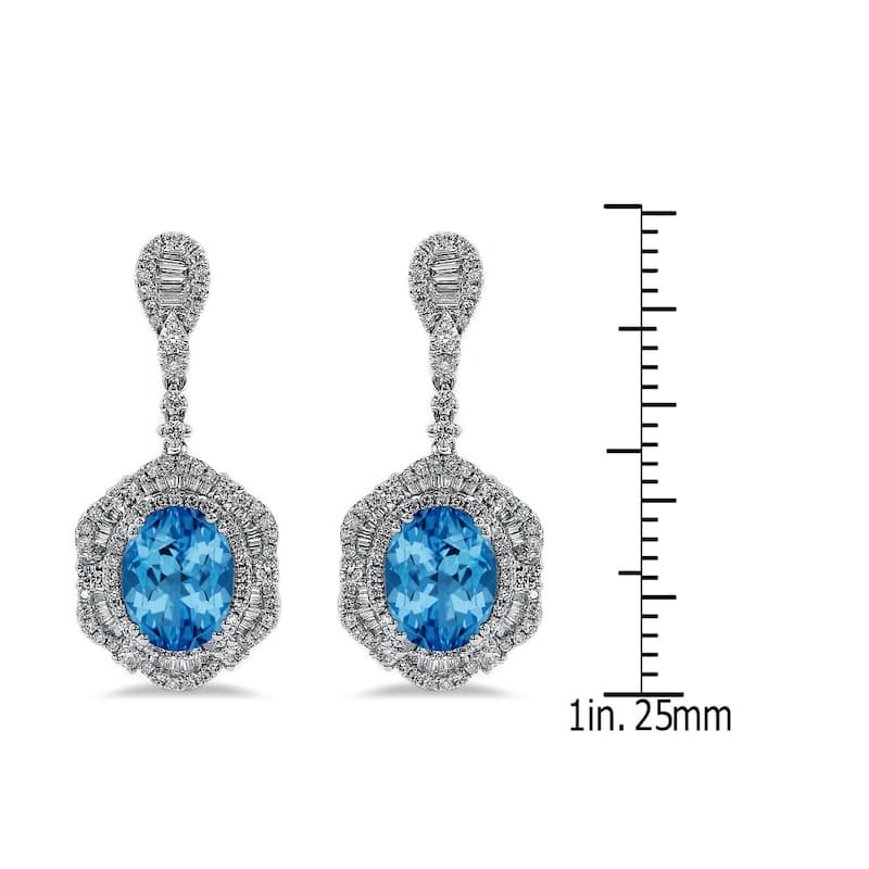 Auriya 6 3/8ct Fancy Oval-cut Topaz Halo Diamond Drop Earrings 3 1/8ctw 18k Gold