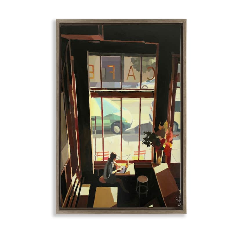Stupell Tranquil Cafe Environment Framed Floater Canvas Wall Art Design By Keith Thomson - 21 x 31 - Brown