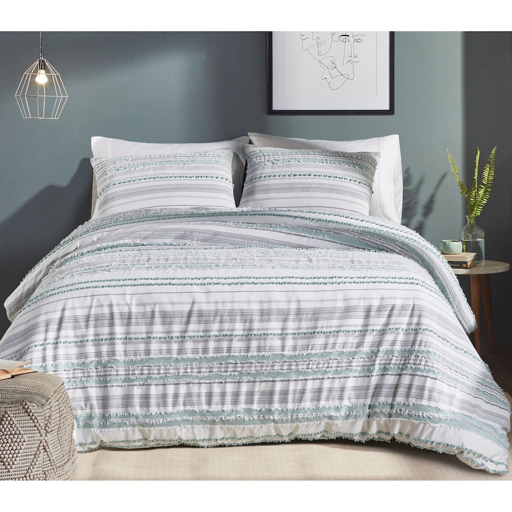 Better Trends Diana Stripe Comforter Set, 100% Cotton Soft & Dobby Weave Luxurious Design Durable and Resistant Machine Washable