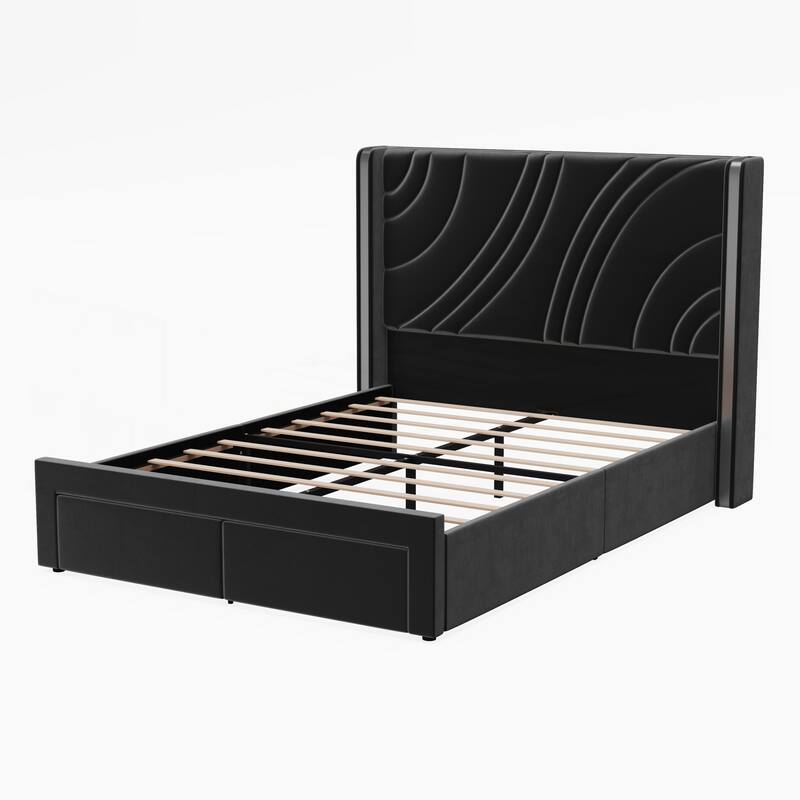 Full Size Modern Upholstered LED Bed Frame