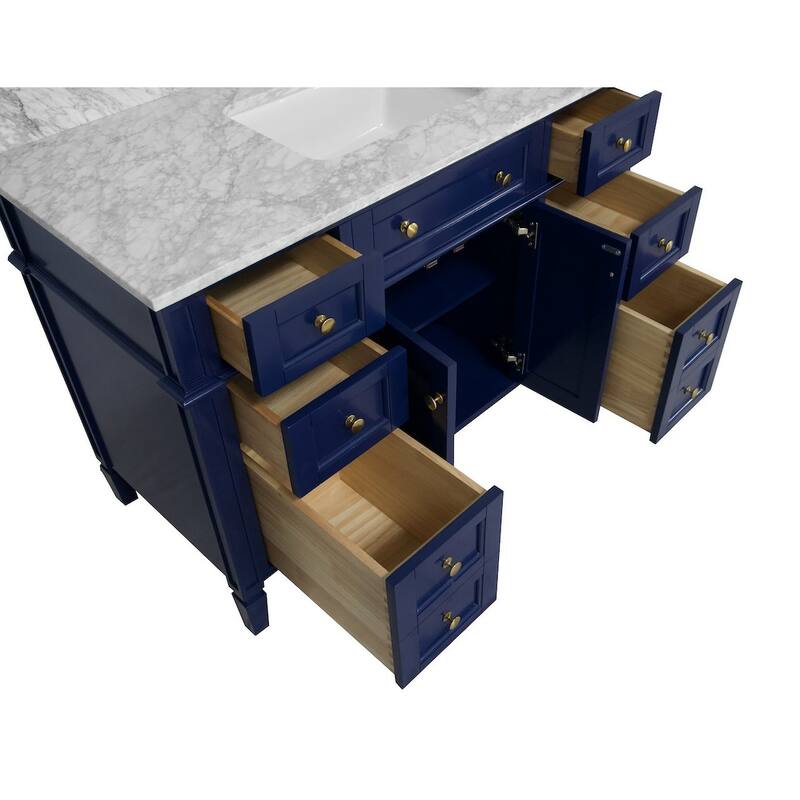 KitchenBathCollection Hailey 48" Bathroom Vanity with Carrara Marble Top