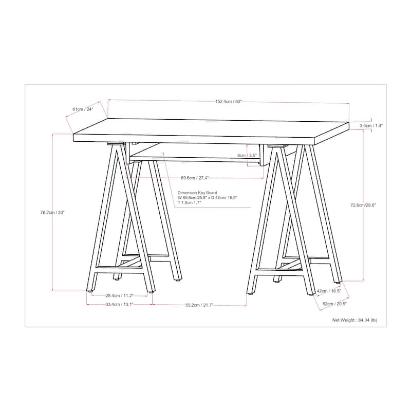 WYNDENHALL Hawkins Industrial 60 inch Wide SOLID WALNUT WOOD and Metal Desk in Walnut