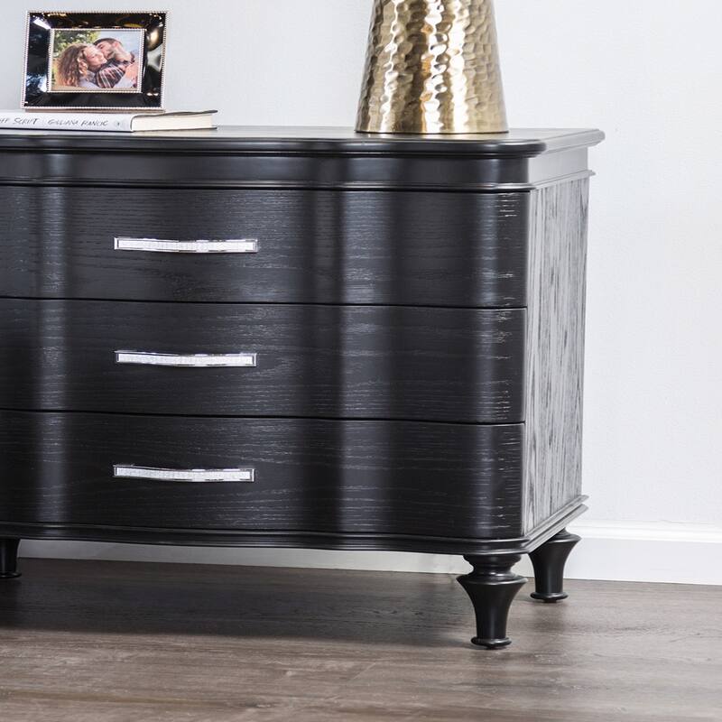 1pc Nightstand Exquisite Bedroom Black Solidwood Turned Legs