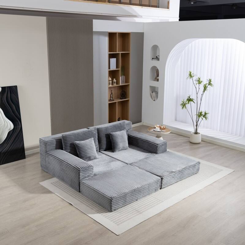 Double Chaise Lounge Sofa, Cloud Plush Sofa Bed, Upholstered Boneless Cloud Sofa Deep Seat, Sleeper Loveseat Chair