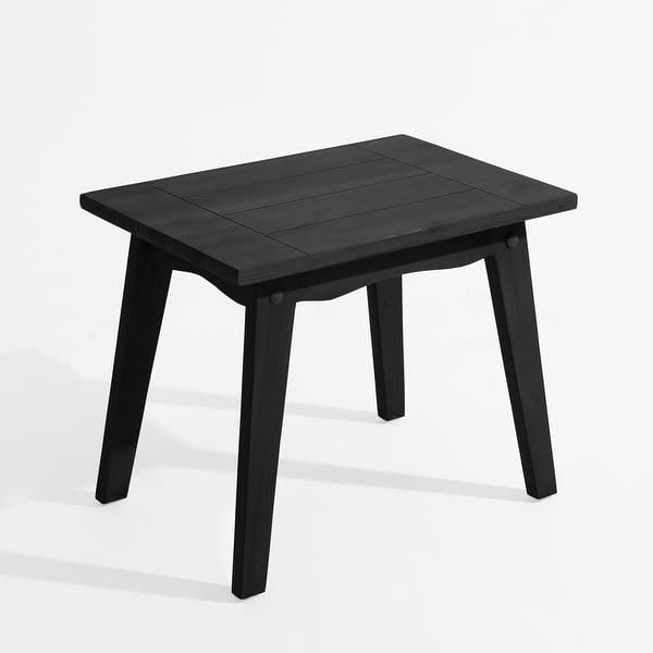 Outdoor 2 Set Teak Wood Club Chairs Set with Cushion - BLACK WOOD - TABLE/BLACK