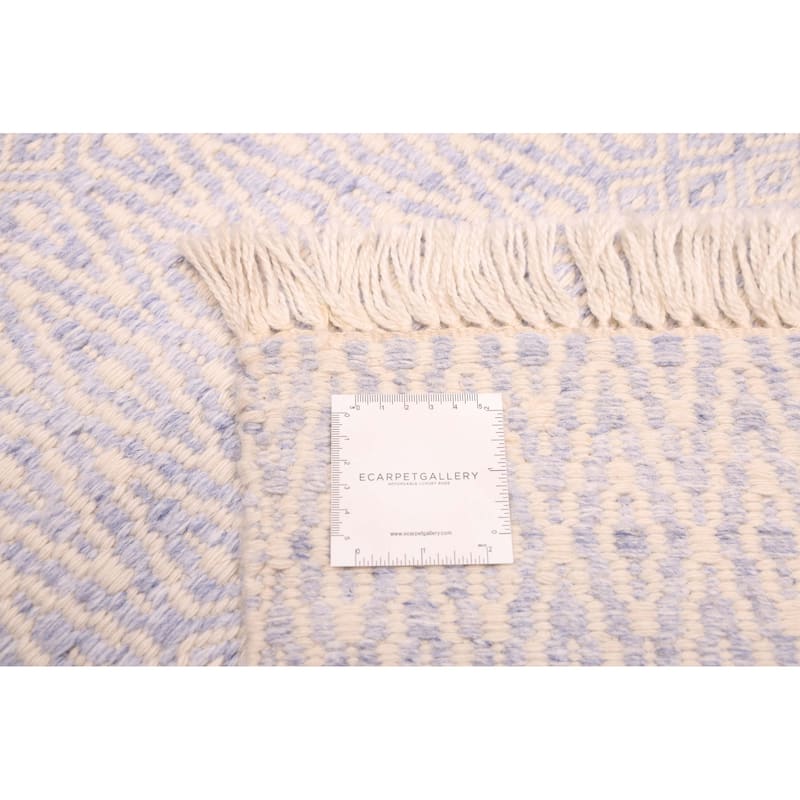 ECARPETGALLERY Flat-Weave Nevada Light Denim Blue Wool Kilim - 5'2 x 7'4