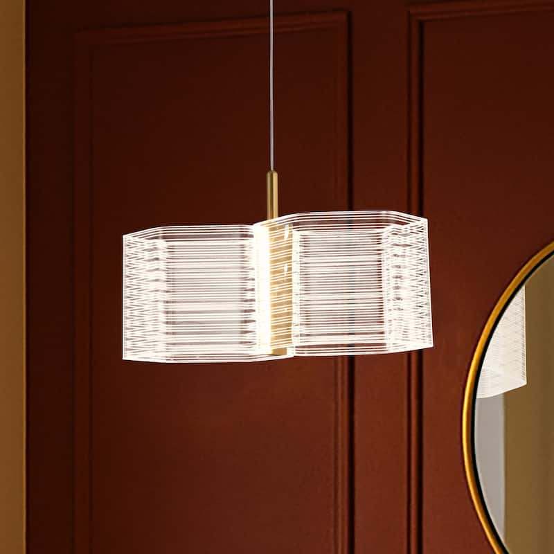 Kenzo LED 2 Light Mini Pendant Polished Anodized Bronze Finish Light Guide Panel - Polished Anodized Bronze