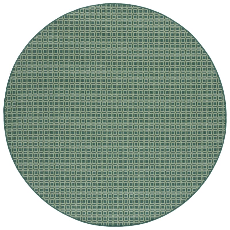 SAFAVIEH Terrace Ganit Indoor/Outdoor Washable Backyard Patio Rug - 6'7" Round - Dark Green/Light Green