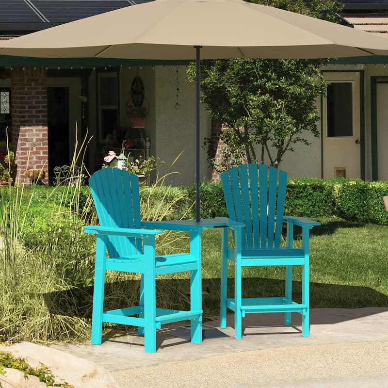 Modern Outdoor Bar Stools Set of 2 or 4 - with Ergonomic Adirondack Design, Durable HDPE Construction & Weather-Resistant
