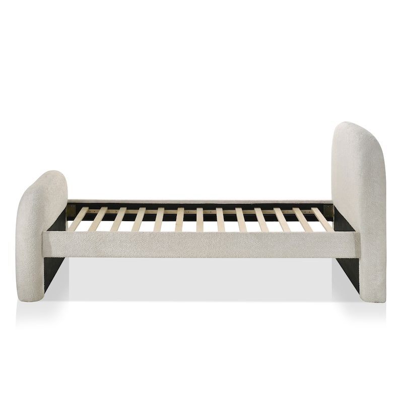 Furniture of America Yarel Modern Ivory Upholstered Kids Twin Platform Bed with Trundle