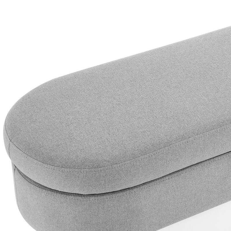 HomeRoots 44" Gray and Brown Linen Upholstered Storage Bench with Flip Top - 43.5' X '16' X '16