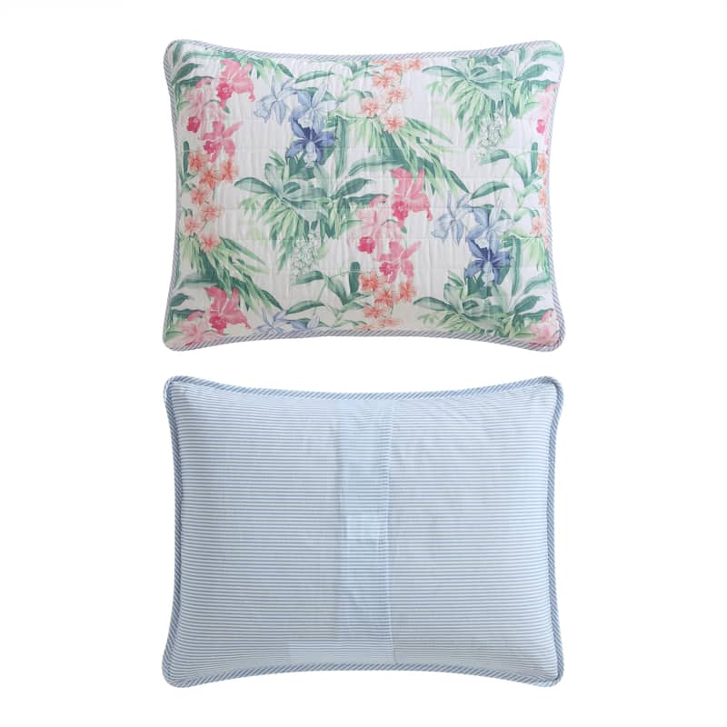 Tommy Bahama Island Orchid Cotton Reversible Pink Quilt Set