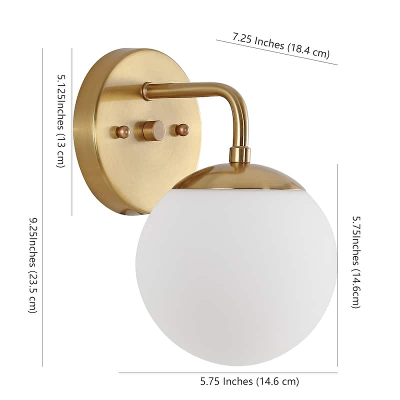 Globe Metal/Frosted Glass Modern LED Vanity, by JONATHAN Y