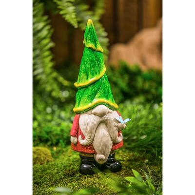 13"H Ceramic Gnome Garden Statuary, Green