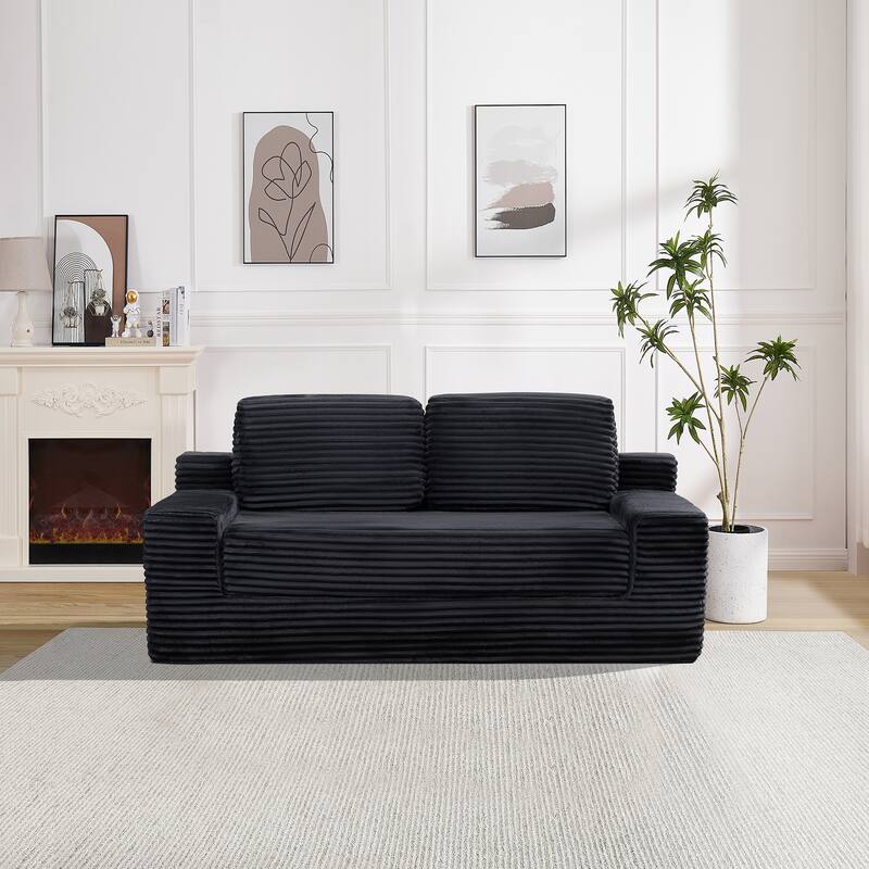 Corduroy Cloud Double Sofa, 2-in-1 Convertible Sofa Bed, Comfortable Boneless Double Sofa, Suitable for Living Room