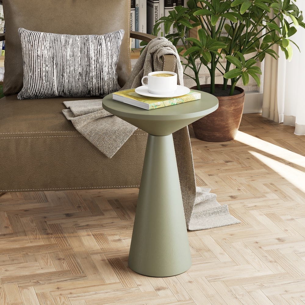 COZAYH Farmhouse Pedestal End Table, Round Martini Table Wood Plant Stand Rustic Small Drink Table for Living Room, Bedroom