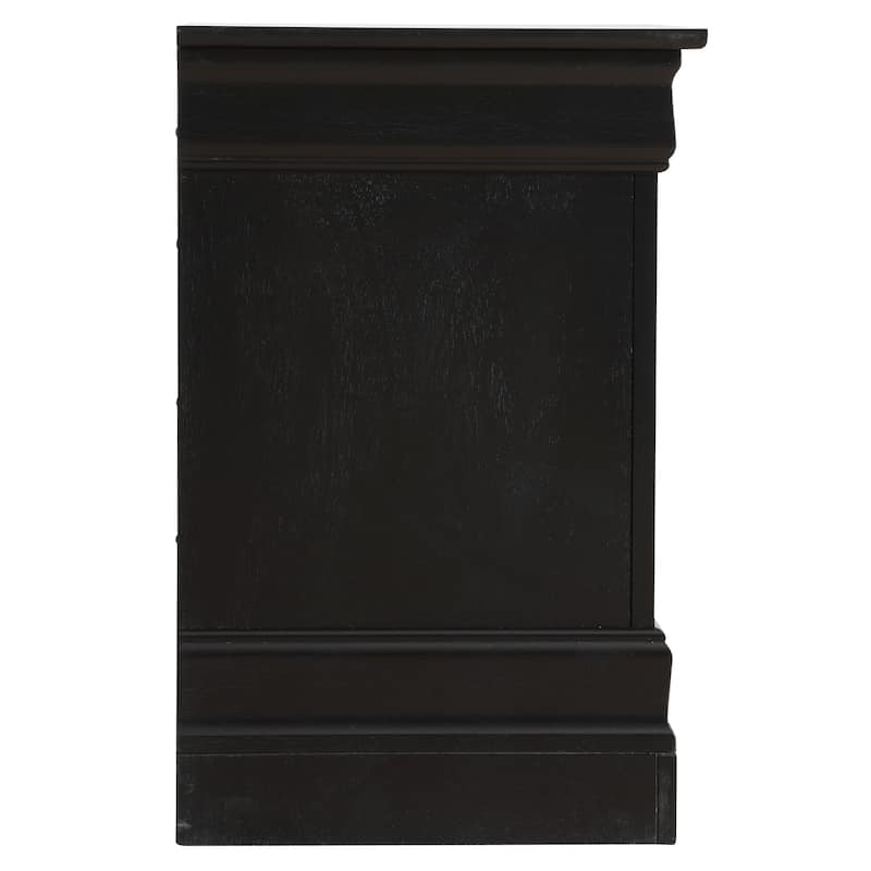 Black Nightstand with Two Drawers, 24x21x16 Classic Compact Bedside Storage Table with Sleek Finish and Durability
