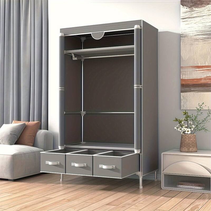 Mobile Closet Organizer with Removable Shelves Rod,Rolling Wardrobe