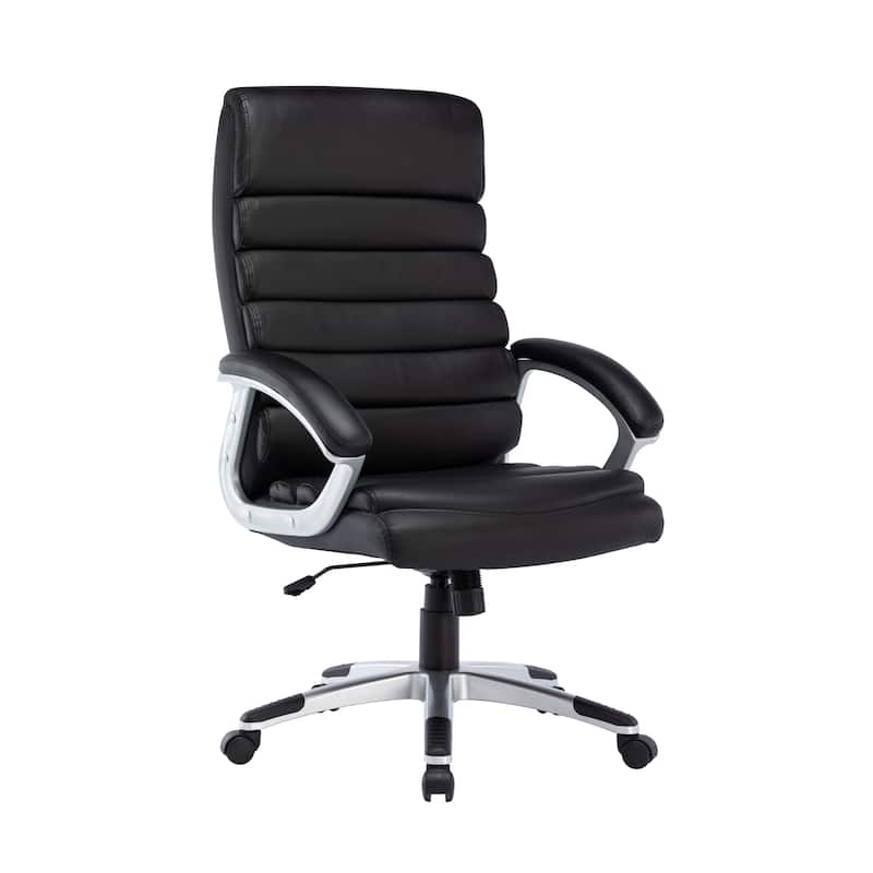 Porthos Home Neils Executive Office Chair, PU Leather, Roller Wheels - Black