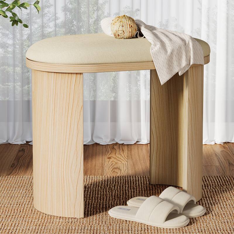 23.6 Inch Vanity Stool Chair, Ottoman Footrest, Sofa Footstool Shoe Bench - Beige