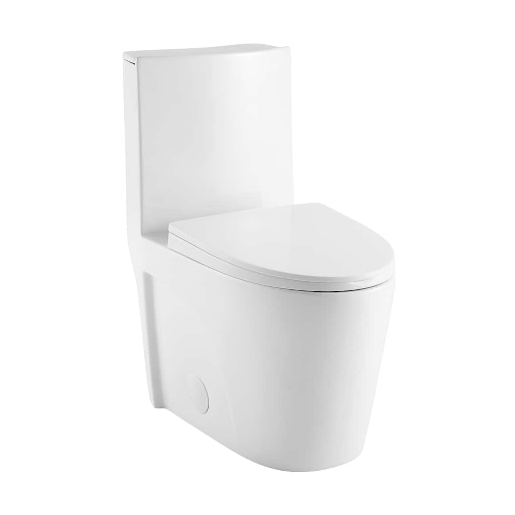 Angers One Piece Elongated Toilet Right Side Flush 1.28 Gpf - 27" x 15.15" 31.2"