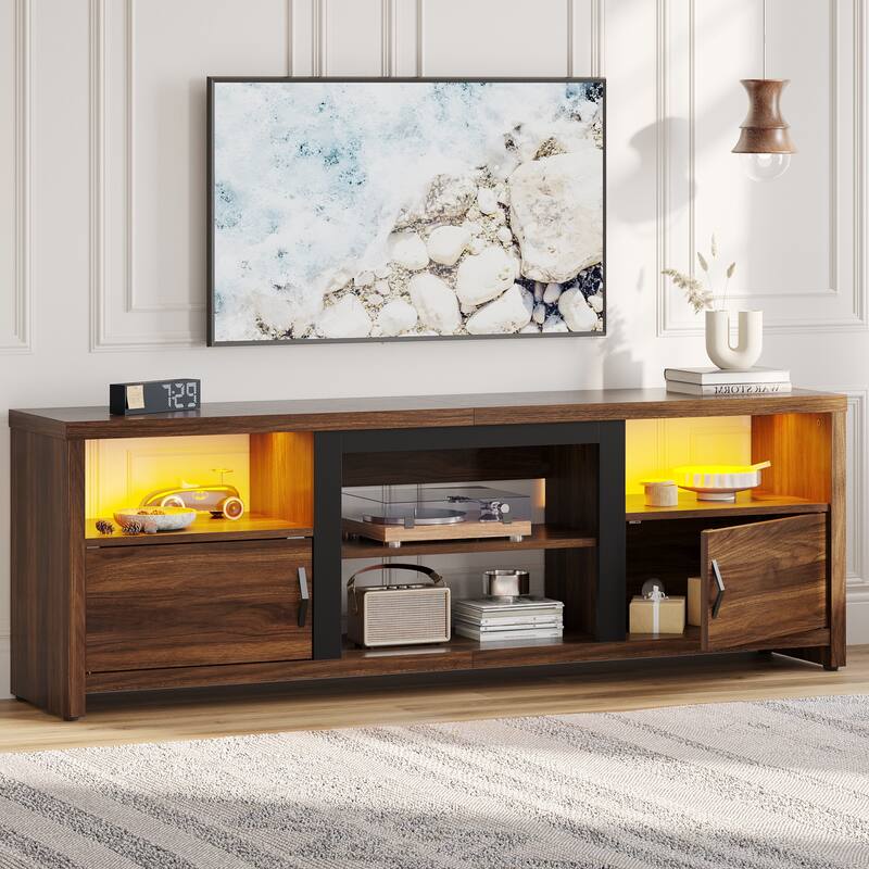 70" TV Stand Modern Entertaintment Center TV Console for 75" TVs with LED Lights - 71 inches