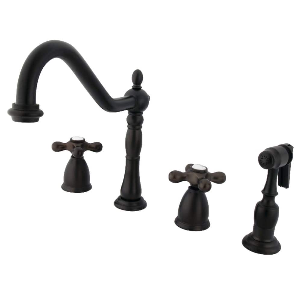 Kingston Brass Heritage 8-Inch Widespread Kitchen Faucet with Brass Sprayer
