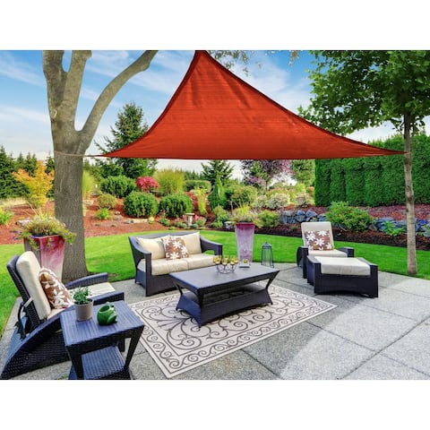Boen Triangle Sun Shade Sail Canopy Awning UV Block for Outdoor Patio Garden and Backyard - Red - 16'x16'x16'