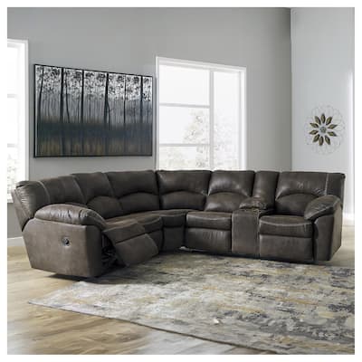Signature Design by Ashley Tambo Brown 2-Piece Reclining Sectional - 117"W x 104"D x 38"H