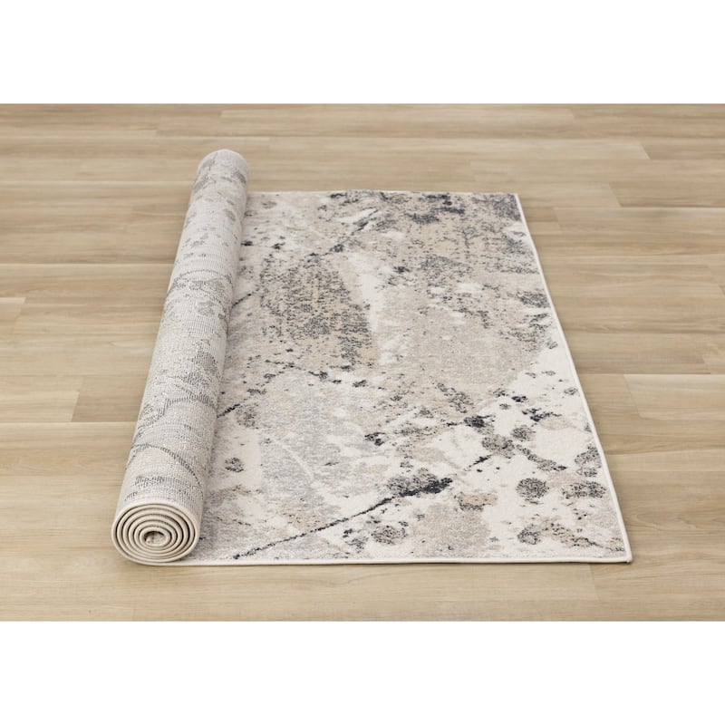 Grey Paint Splatter Abstract High-Traffic Rug
