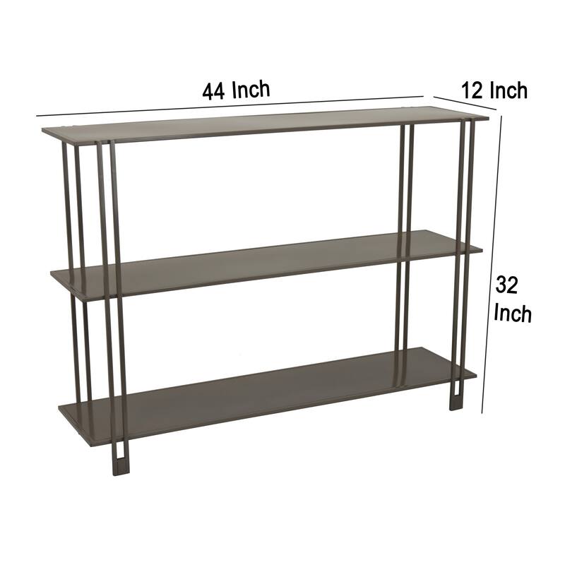 Bush Plant Display Stand, Modern 3 Tier Gray Metal Finish, 32 Inch
